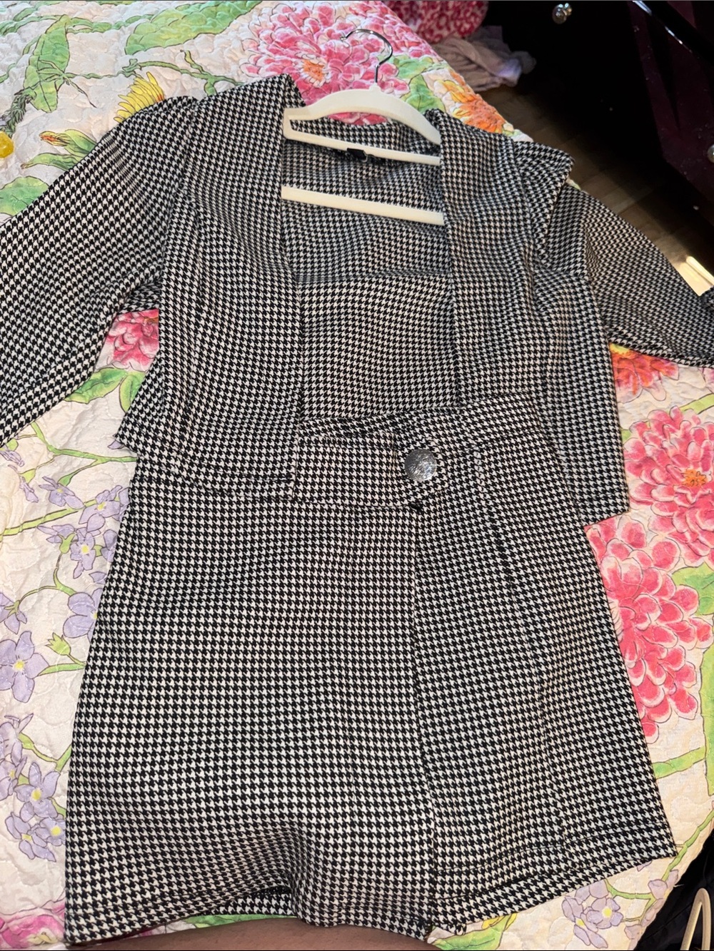 Houndstooth Two-Piece Skirt Set - Black & White